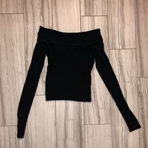 PacSun Black Off-the-shoulder Long Sleeve Crop Top